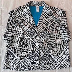 INC INTERNACIONAL CONCEPTS Womens 3/4 Sleeve Blouse-Top Size M White/Black 90s